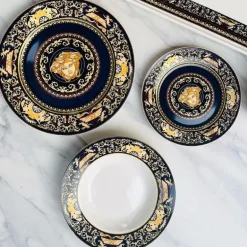 Italia Medusa Black 18 Piece Plate Set