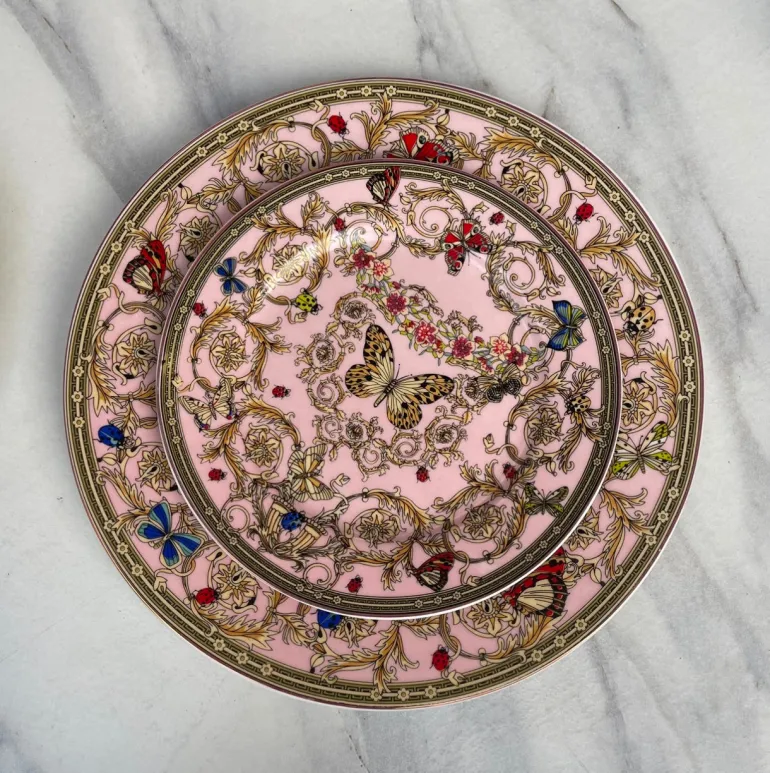 Italia Butterfly Pink 18 Piece Plate Set