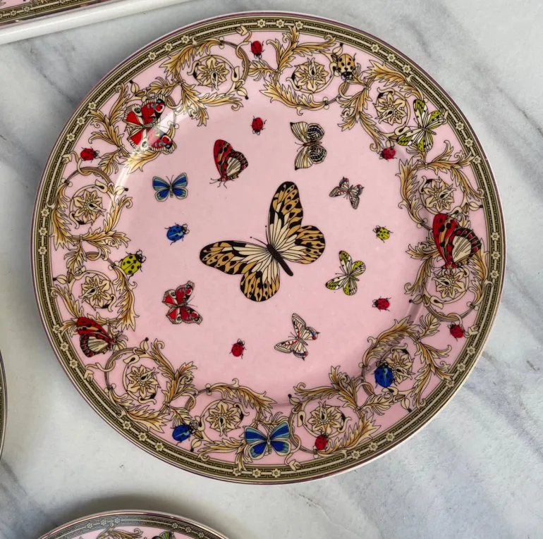 Italia Butterfly Pink 18 Piece Plate Set