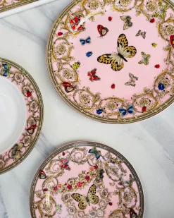 Italia Butterfly Pink 18 Piece Plate Set