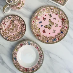 Italia Butterfly Pink 18 Piece Plate Set