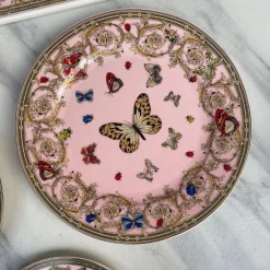 Italia Butterfly Pink 18 Piece Plate Set