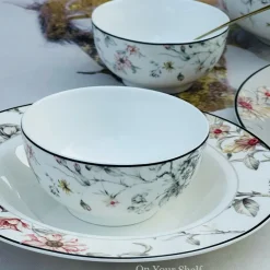 Japanese Grey Floral Serene - 18 Piece Plate Set