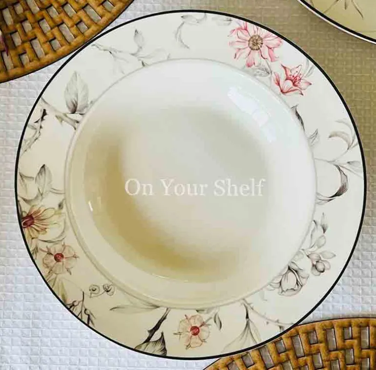 Japanese Grey Floral Serene - 18 Piece Plate Set