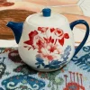 Joyful Brew Harmony: Stoneware Coffee Set in Blue & Rustic Red