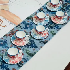 Joyful Brew Harmony: Stoneware Coffee Set in Blue & Rustic Red