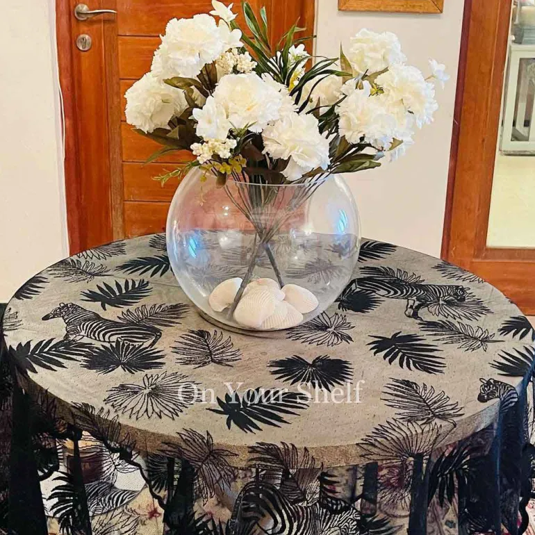 LCW Home Black Zebra Table Cloth 57x79
