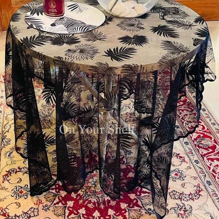 LCW Home Black Zebra Table Cloth 57x79