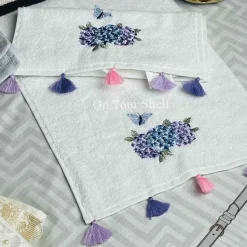 LCW Home White With Purple Flower Towel 12x20