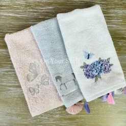 LCW Home White With Purple Flower Towel 12x20
