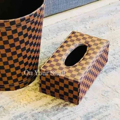 Leather Tissue Box - Designer Squares