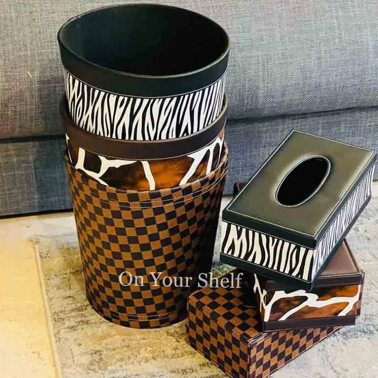 Leather Tissue Box - Designer Squares