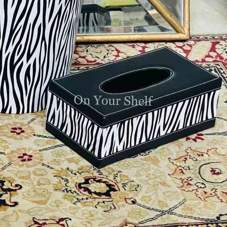 Leather Tissue Box - Zebra