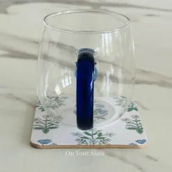 Little Blue Tulip Glass Mug (Set Of Six)