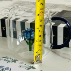 Little Blue Tulip Glass Mug (Set Of Six)