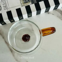 Little Brown Tulip Charm Glass Mug (Set Of Six)