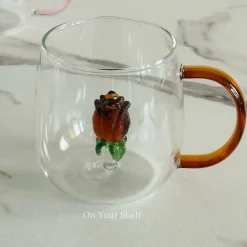 Little Brown Tulip Charm Glass Mug (Single Piece)