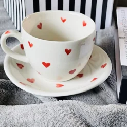 Little Red Heart (one cup/ one saucer)