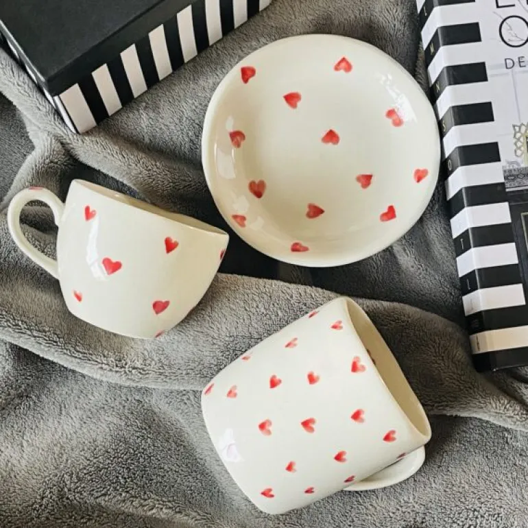Little Red Heart (one cup/ one saucer)