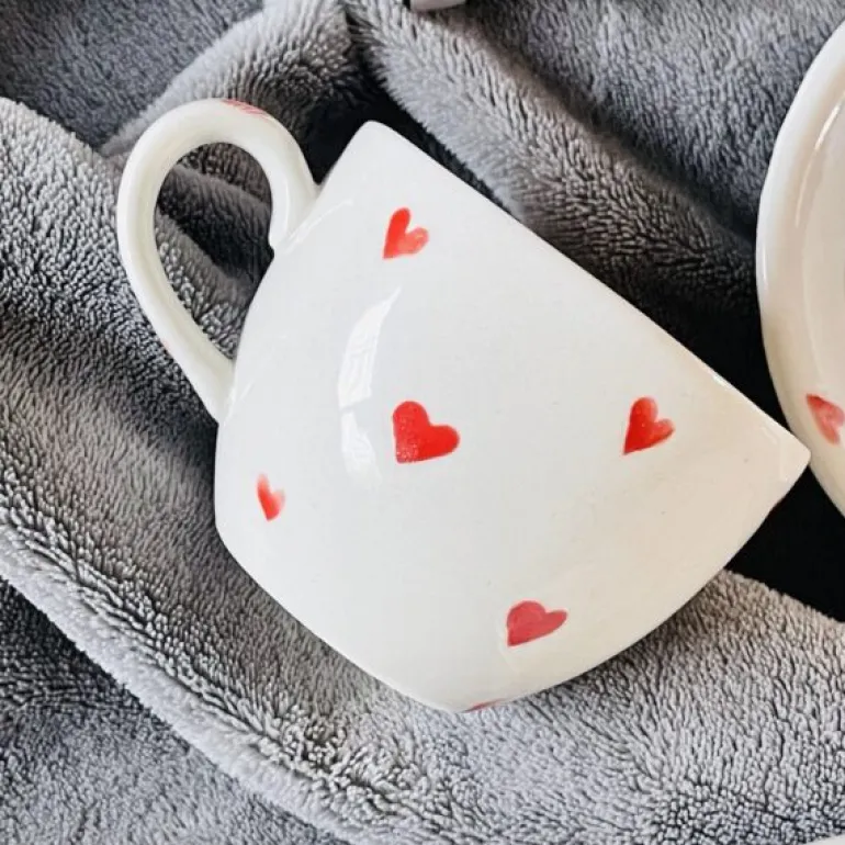 Little Red Heart (one cup/ one saucer)