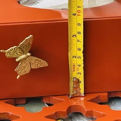 Maroon Laser Cut Tissue Box With Butterfly