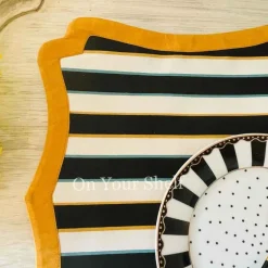 Mat Black & White Stripes Gold Border NBK