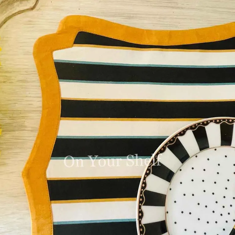 Mat Black & White Stripes Gold Border NBK