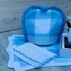 Mats & Napkin Set Blue Check