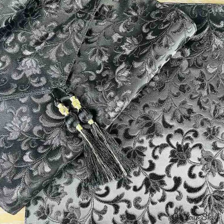 Mats Leatherette Black Floral set of 6