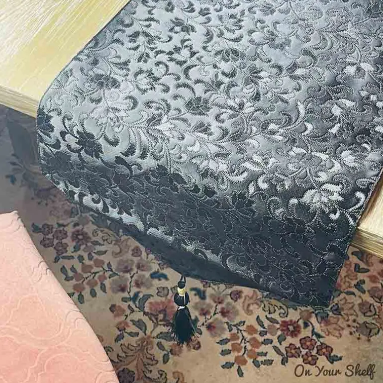 Mats Leatherette Black Floral set of 6