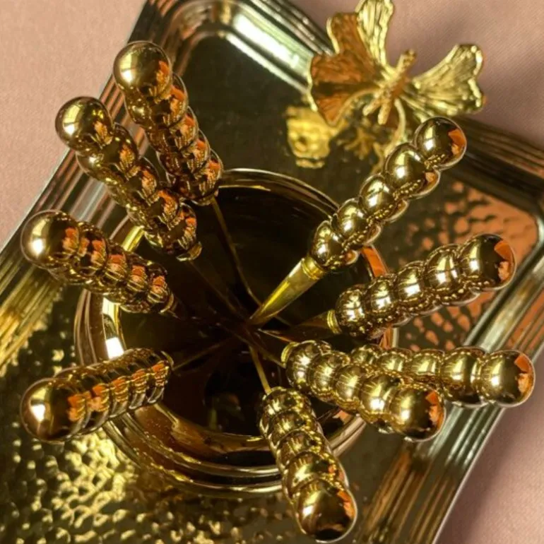 Metallic Teaspoons & Forks Gold (set of 13)