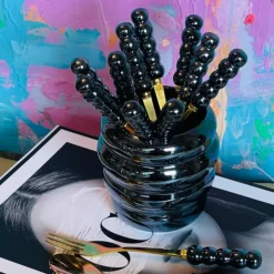 Metallic Teaspoons & Forks Black (set of 13)