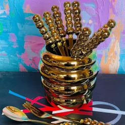 Metallic Teaspoons & Forks Gold (set of 13)