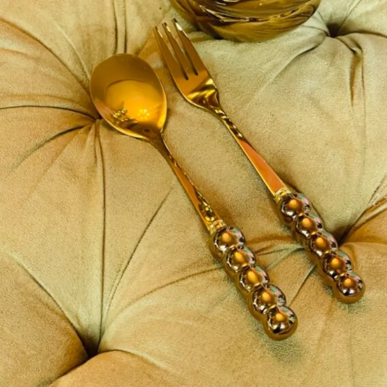 Metallic Teaspoons & Forks Gold (set of 13)