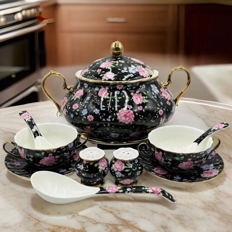 Midnight Bloom Soup Set (23 Piece)