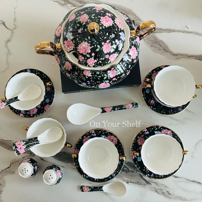 Midnight Bloom Soup Set (23 Piece)