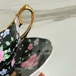 MidNight Bloom TeaCups & Saucers (Set Of Six)