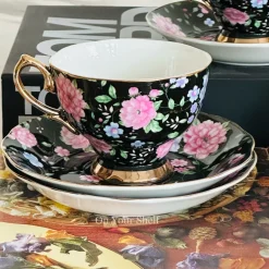 MidNight Bloom TeaCups & Saucers (Set Of Six)
