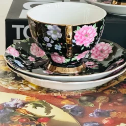 MidNight Bloom TeaCups & Saucers (Set Of Six)