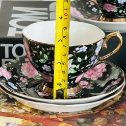 MidNight Bloom TeaCups & Saucers (Set Of Six)