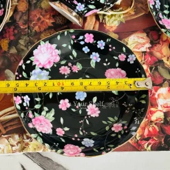 MidNight Bloom TeaCups & Saucers (Set Of Six)