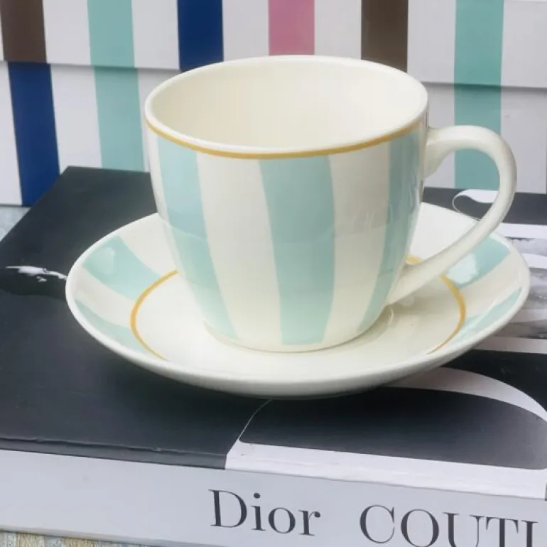 Milano Tea Cups & Saucers Tiffany Blue (set of six)