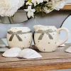 Milk and Sugar Pot Grey Bow Polka Dot