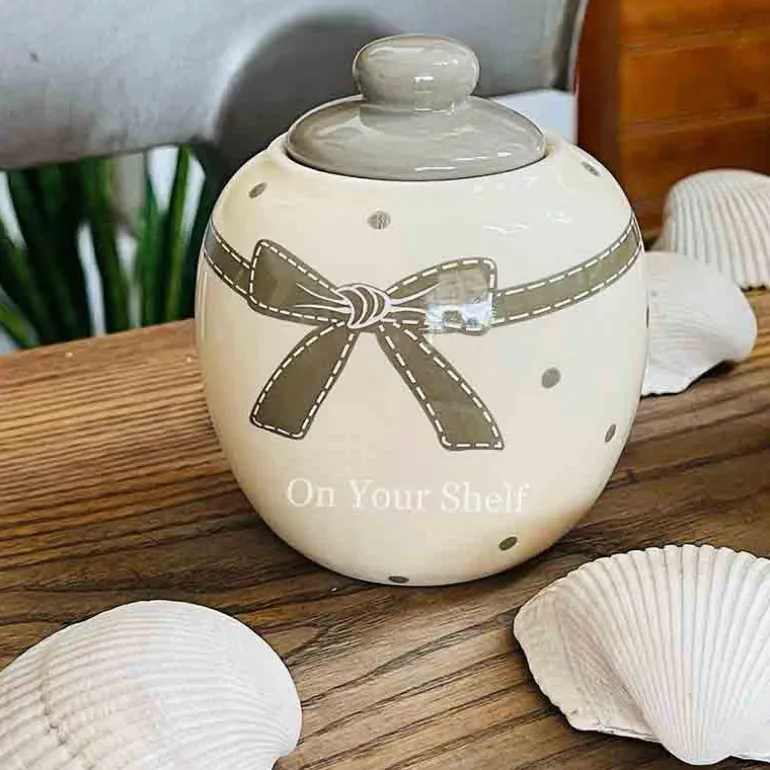 Milk and Sugar Pot Grey Bow Polka Dot