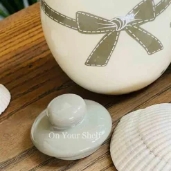 Milk and Sugar Pot Grey Bow Polka Dot