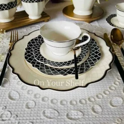 Moroccan Vector Black & White 24 Piece Tea Set