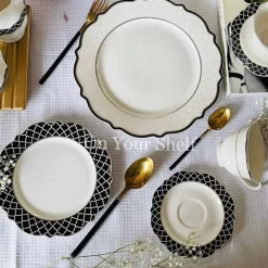 Moroccan Vector Black & White 24 Piece Tea Set
