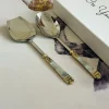 Mother Of Pearl Gold Serving Ladle & Flat (set of two)