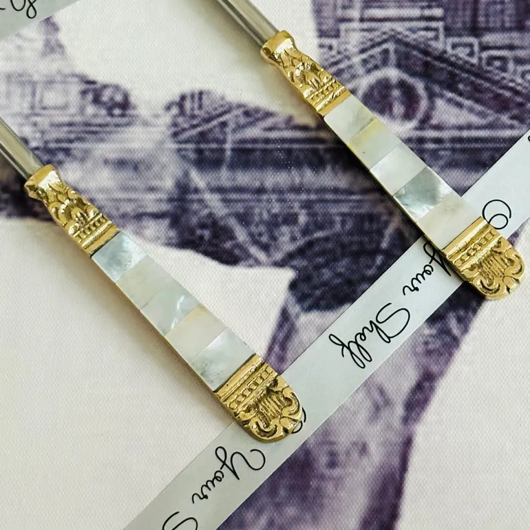 Mother Of Pearl Gold Serving Gravy (set of two)