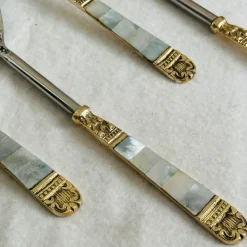 Mother Of Pearl Gold Serving Cutlery Set (set of six)